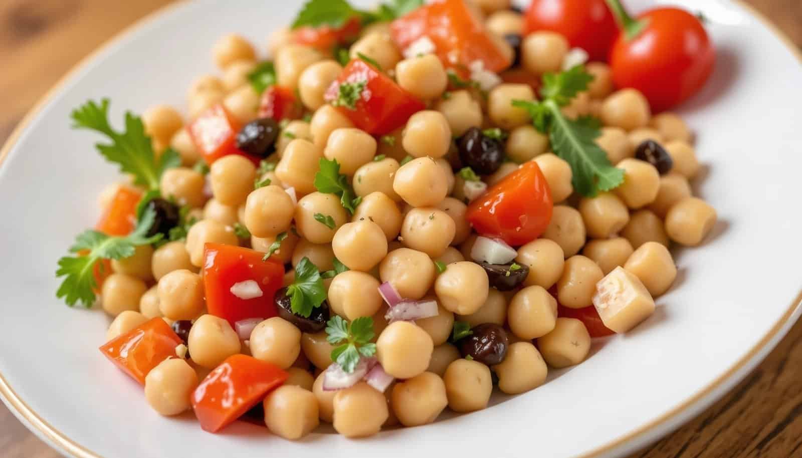 Salada de Grão de Bico Cremosa e Crocante: Perfeita para o Almoço!